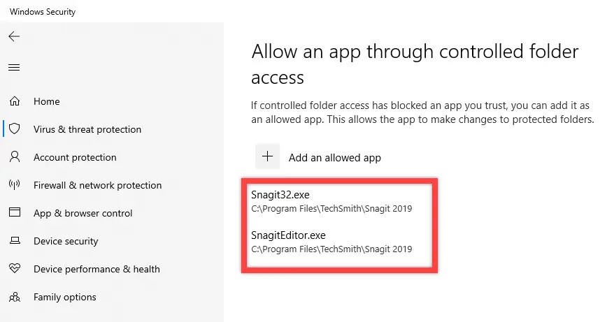 Windows 10 ランサムウェア保護 - 最近のリストから追加されたアプリ